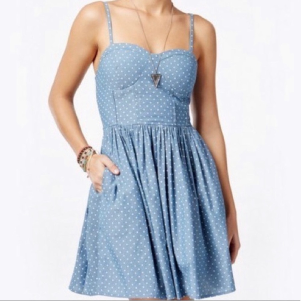 American Rag Chambray Blue Polka Dot Dress